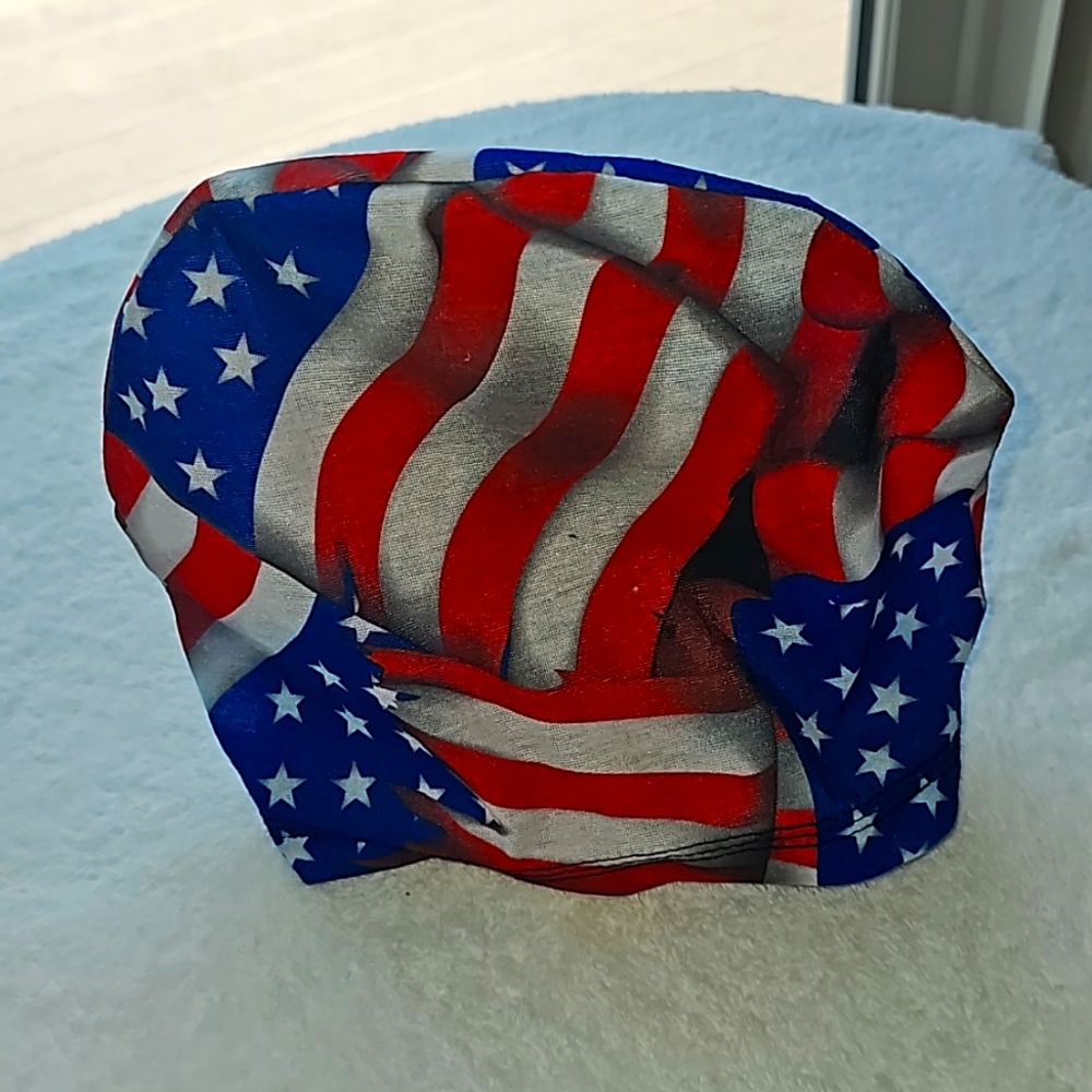 Schampa American Flag Skull Cap, NWOT, Red, White & Blue